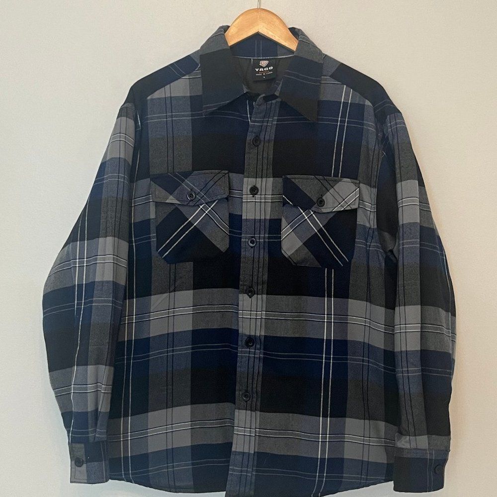 Yago Heavyweight Blue Flannel Shirt With Lining Jacket Size L